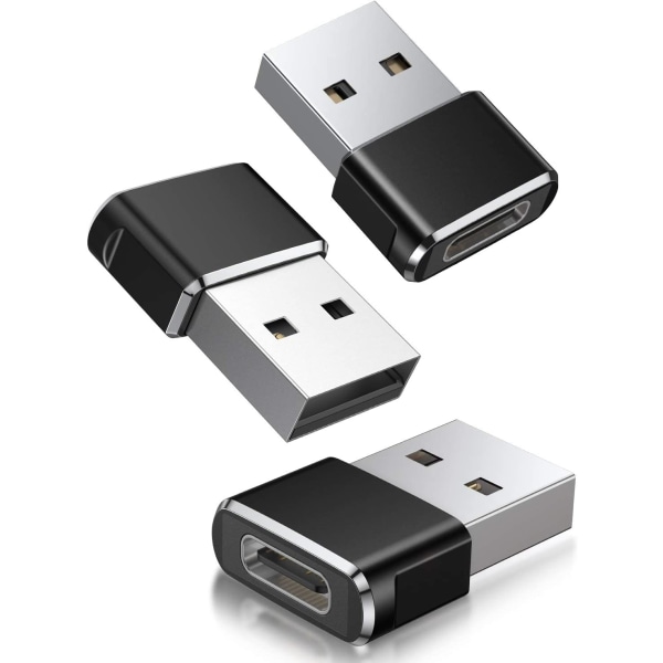 USB C-hona till USB A-hane Adapter 3-pack Typ C Laddningskabel