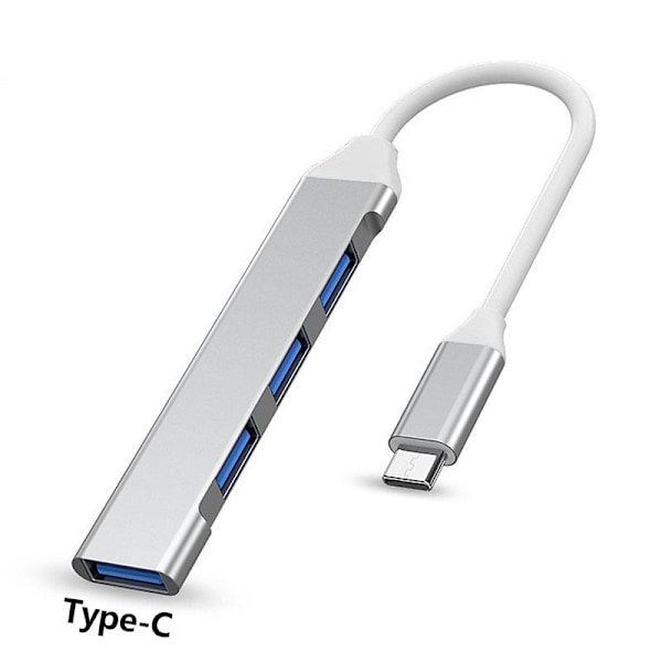 HUB 3.0 Typ C 3.1 4-ports Multi Splitter Adapter OTG för PC Silver Silver Type-C