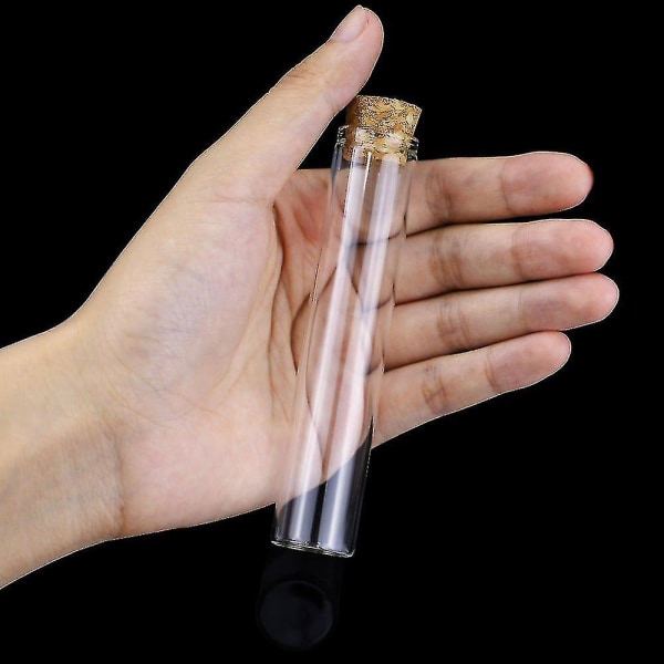 30 kpl 25 ml lasikoeputkia, 20100 mm kirkkaita litteitä koeputkia korkkitulpilla tieteellisiin kokeisiin, kylpysuolan ja makeisten säilytykseen (bejoey)
