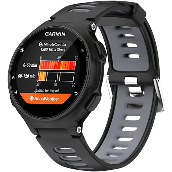 Garmin Forerunner 735XT/235 Remsætning Urrem Silikon Sportsrem til Forerunner 235/230/620/630/735XT (sort, sølvspænde)