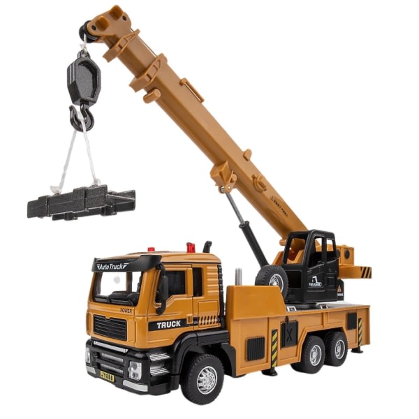 Children's Engineering Light and Sound Effect Truck Toy Long Arm Sling Simulation Lifting Crane Truck Model Mini Alloy Construction Vehicle Toy