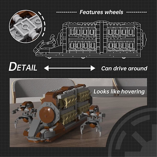 Battle Soldiers Clanker Platoon Attack Craft byggesæt, med 2 Droidekas figurer sæt