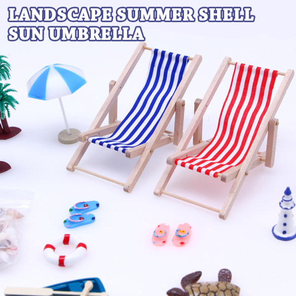 14. Dockhus Mini Beach Set Micro Landscape Summer Shell Sun Bumbershoot Trä Beach Chair Ziplock Bag