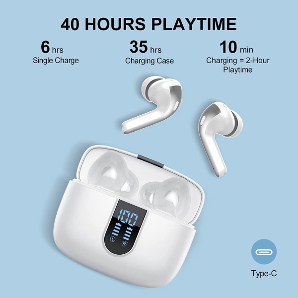 Bluetooth 5.2 in-ear høretelefoner, dyb bas, indbygget mikrof