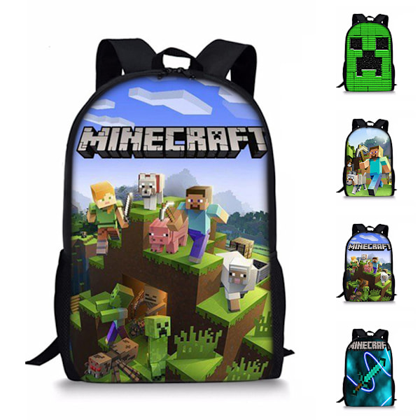 Minecraft Ryggsekk for Barn Student Skolesekk Skulderveske B