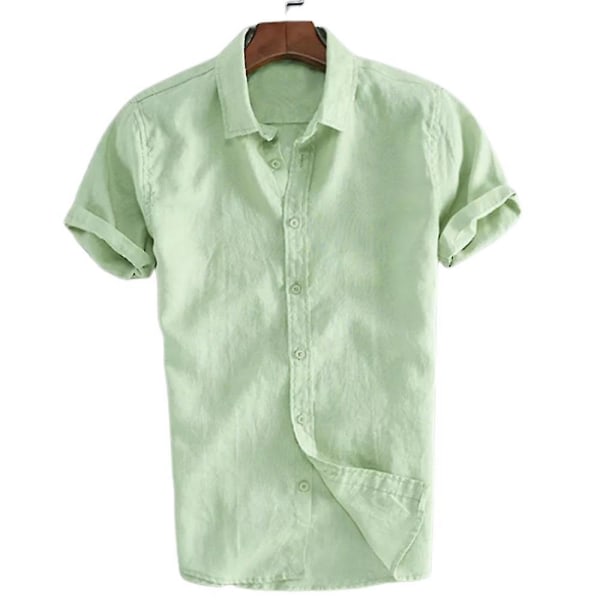 Män Toppar Summer Beach Kortärmad Button-down Casual Skjorta Green 3XL