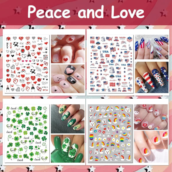 24 ark Hopday Nail Stickers, Mixed All Seasons Variety Pack for