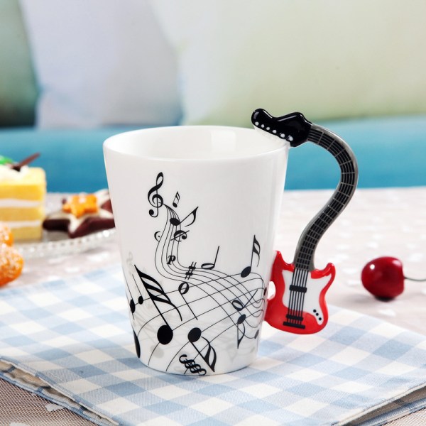 Creative Music Style -vesikuppi, seinäkuppi kahvalla varustettu kahvikuppi Uutuuslahja (akustinen kitara)