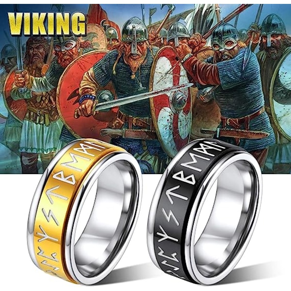 Spinning Viking Rings Personlig Norse Runes Fidget Ring för ångest Rostfritt stål nordiska ringar för män kvinnor storlek O till Z+3
