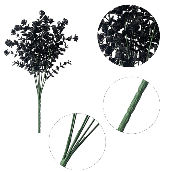 Konstgjorda eukalyptusblad Set med 2, svarta, falska blommor f?r