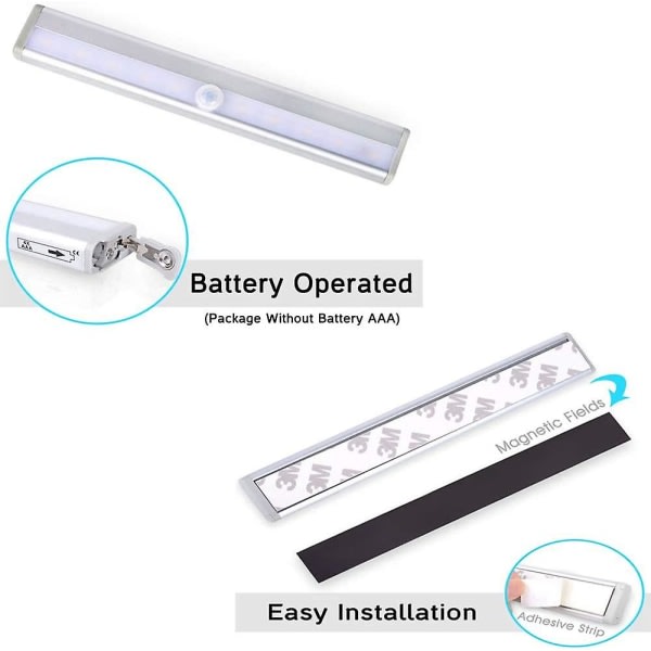10 led infrapuna induktionsljus Rörelsensor Nattljus Garderobsljus Stick-on var som helst Batteridriven