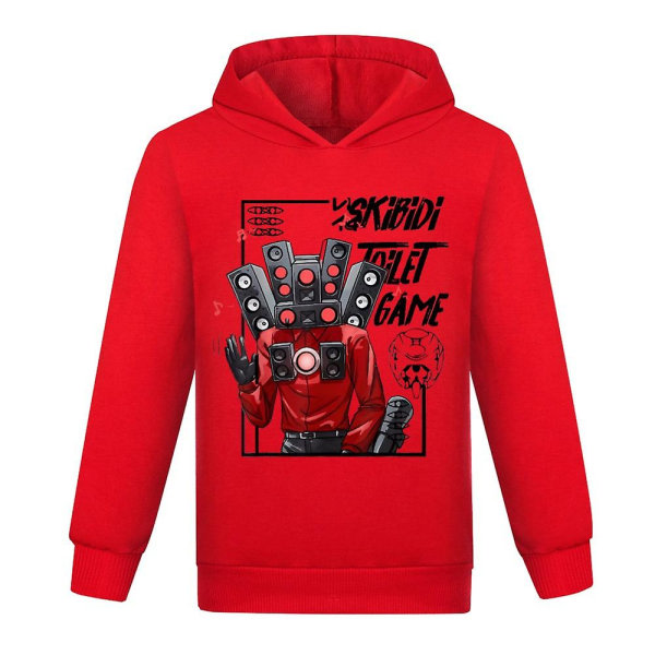 Skibidi Toalett Spel Hoodie Långärmad Hoodie Toppar Present Röd 7-8 År för Barn 7-14 År