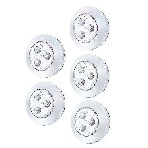 5-pack LED batteridriven trådlös nattkran Trycklampa Stick-on Push Safe Lights för hall kitc