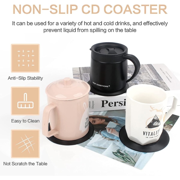 Glass Coasters 12 deler Vinyl Plate Coasters Retro drinker