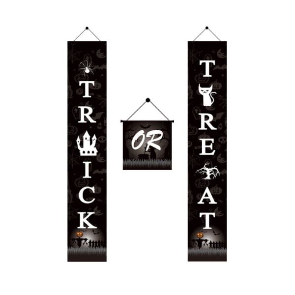 Trick or Treat Halloween-banner Skrämmande Halloween-hengende bannerskyltar for innendørs utendørs 14