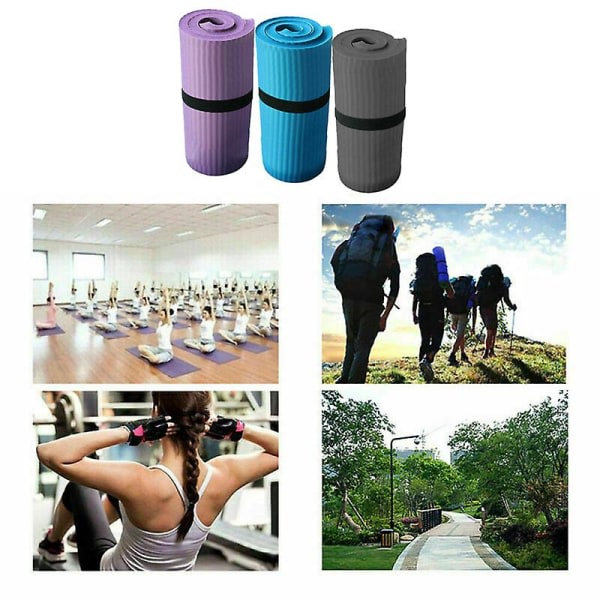 Jooga Pilatesmatta Tjock träningsgym Halkfri träningsmatta 15 mm Fitnessmatta Svart