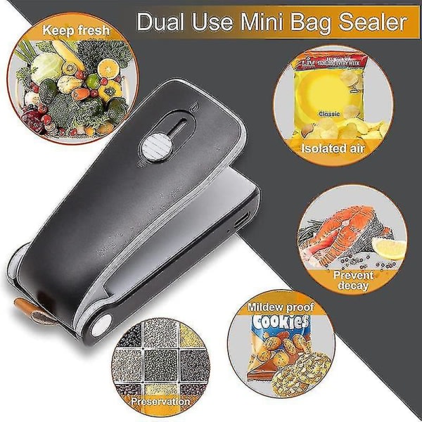 Mini Bag Sealer, USB Genopladelig Heat Sealer, Cutter med Sof DXGHC
