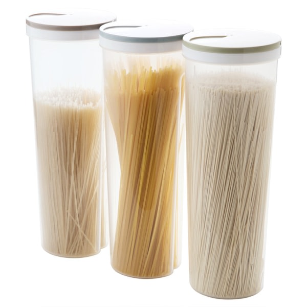 Gjennomsiktig spagettibeholder Sylinderform Gjennomsiktig lagringsburk spannmålsförvaringslåda med vridlock Kökslagring Ljusblå