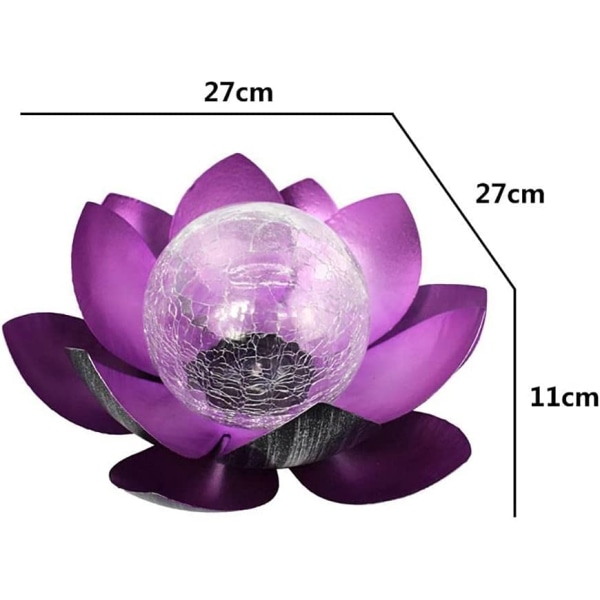 Utendørs LED Solar Garden Lotus Metall Lanterne med Glass Ba