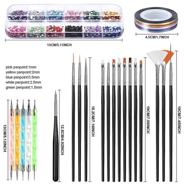 Kynsitaide , Teenitor 3d Nail Art Kit ja Nail Pen Designer Dot Tool Värit Holografinen Butterfly Nail Glitter Foil Flakes Nail T