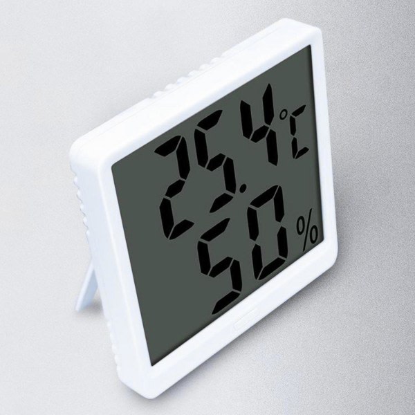 Hygrometer med stor skärm Liten digital termometer Hygrometer fuktmätare Vit