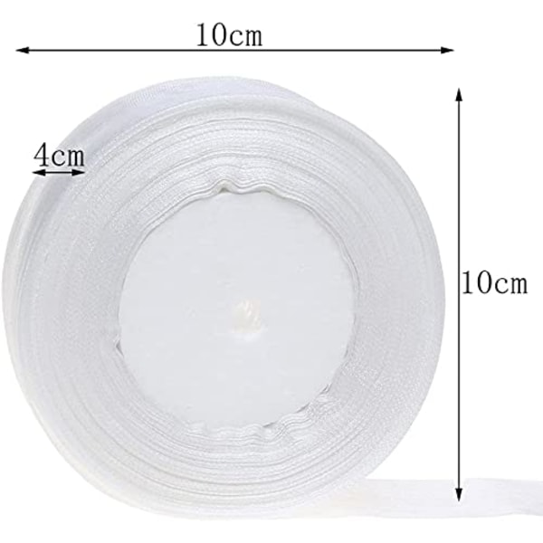 Hvidt organzabånd til håndværk, 4cm*50 Yard White We