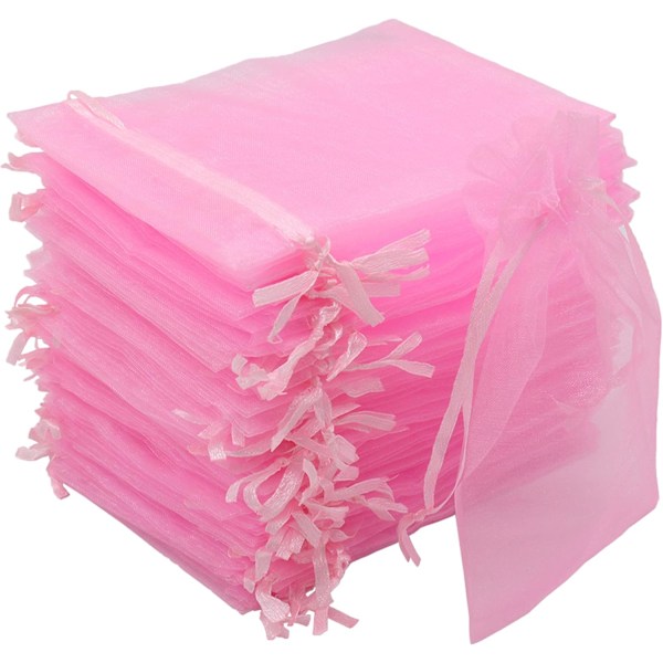 100 kpl 10x15 cm organza-pussi (vaaleanpunainen), organza-pussit, korupussien pakkaus