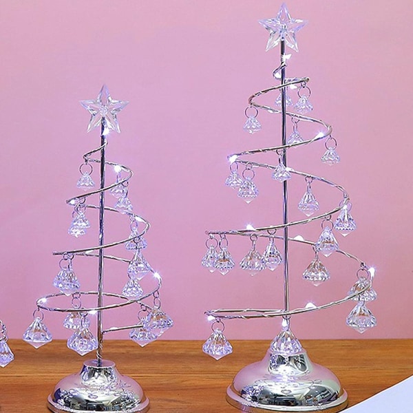 Juletræslampe, Krystal Skrivebordsdekorationer med LED Lig