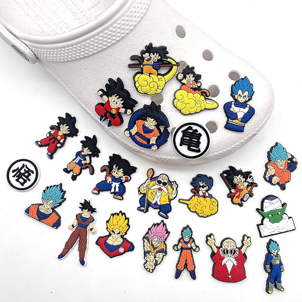 22 stk Dragon Ball-skotilbehør, til Clog-sandaler Croc-skoer Diy-dekorasjonstilbehør for barn