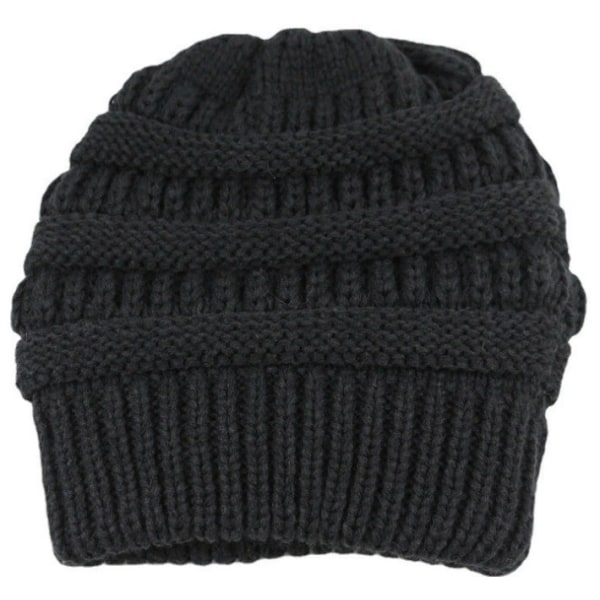 Stickad Cap för värme - svart