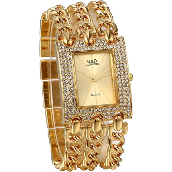 Naisten watch, tyylikäs analoginen watch strassikivistä suorakaiteen muotoinen