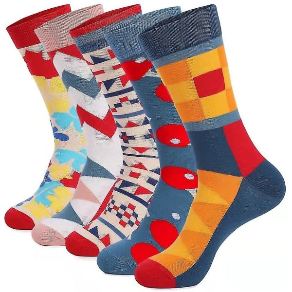 5 paria sukkia värikontrasti puhdasta puuvillaa miesten pitkä putki korkea