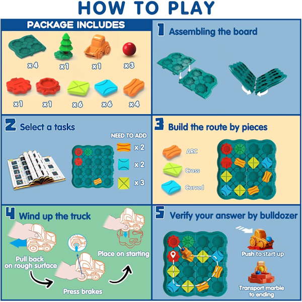 Lasten lelut STEM-lautapelit - Loogisen tienrakentajan aivopähkinäpulmat 3-4-5-6-7-vuotiaille pojille ja tytöille, opettavaiset Montessori-syntymäpäivälahjat