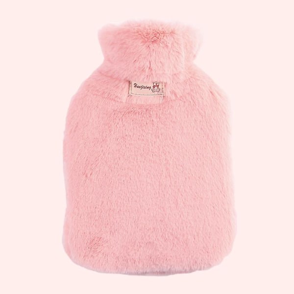 Rolig varmvattenflaska 1000ml/2000ml Håll varmen Soft Portable (rosa) Rosa 2000ml
