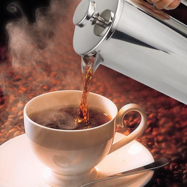 French Press Coffee Maker Kaffebryggare i rostfritt stål med dubbla väggar och manuell kaffebehållare med stor kapacitet Ljusgrön