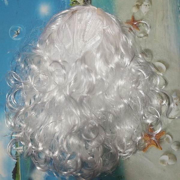 Smiffys tomtetillbehörsset, vit, med peruk och skägg