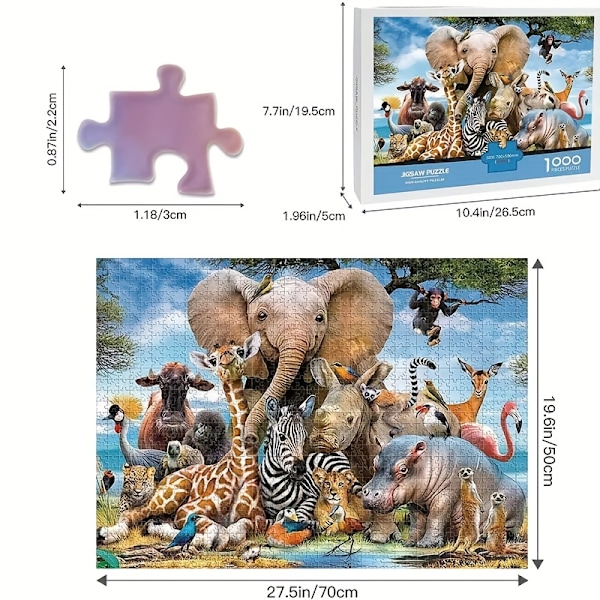 1000 puslespillbrikker fra dyreverdenen er egnet for voksne og barn DIY-puslespillleker som gir timevis med moro og avslapning Halloween og jul