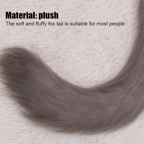 Faux Fur Tail Party Kostym Accessoarer Plysch Fox Wolf Tail harmaa