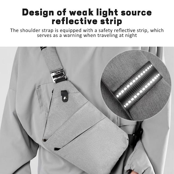 Snygg stöldskyddad ultratunn crossbody-väska med enkel axelrem light grey