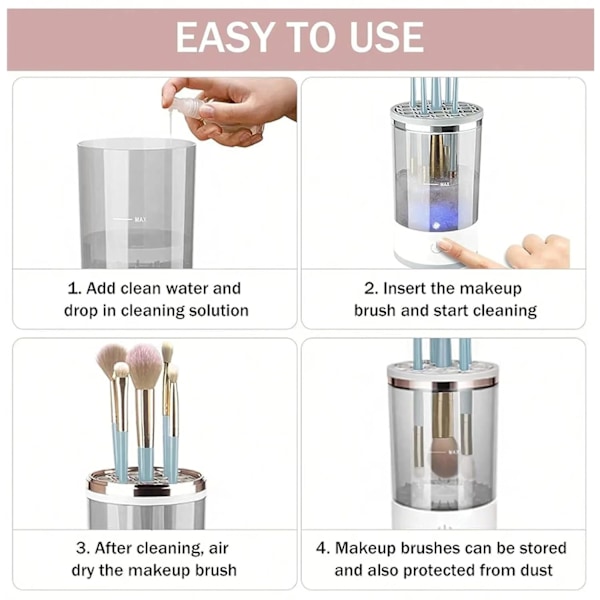 Automatisk sminkborstrengörare, elektrisk sminkborstrengöringsmaskin, sminkborstrengöringsverktyg, perfekt present till mamma, fru