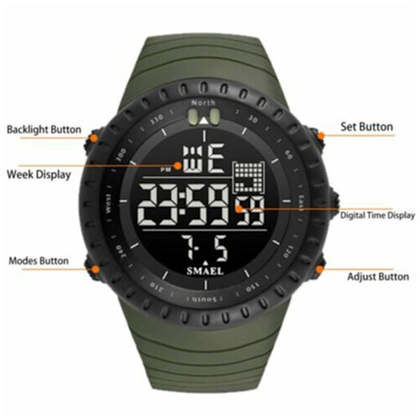 Se LED Digital Armbåndsur KHAKI khaki