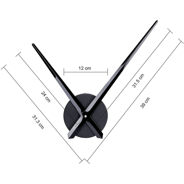 Stort sort vægur med enkelt viserminimalistisk design 31,5 cm lang bevægelsesmekanisme [YDE]