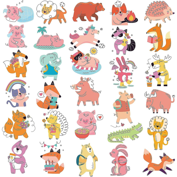 50 st tecknade djungeldjur klistermærker for vandflaska Laptop Scrapbog barnlärare