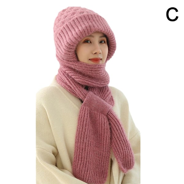 Integrert hørselsvern Vindtett Cap Scarf Strikket Tykk grey one-size