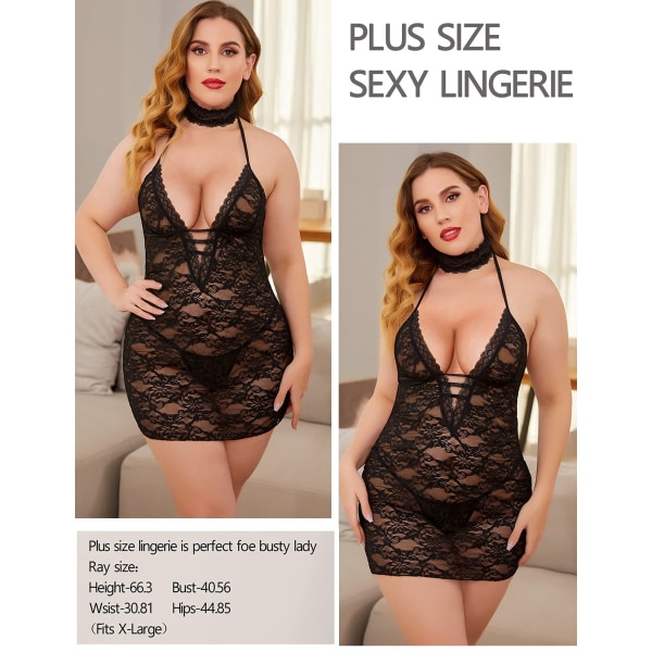 Dame Babydoll Undertøy Blonde Camisole Pyjamas Teddy kjole