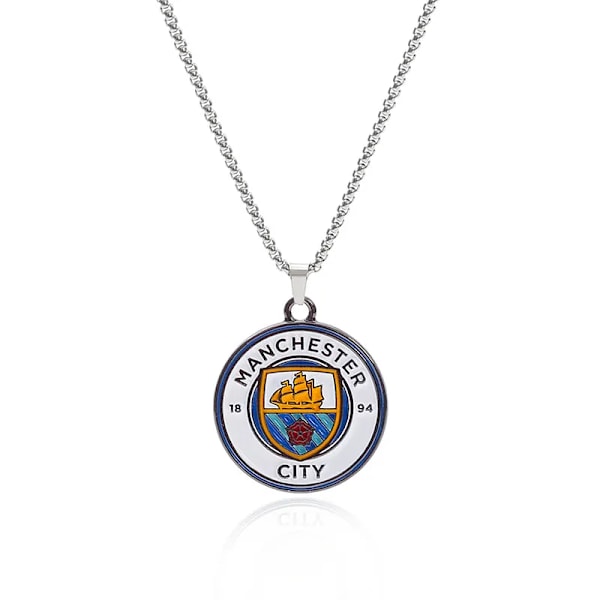 Bakad lackerad vändbart halsband med orm- och benkedja - Fanhalsband för fotbollsklubben Manchester City, födelsedagspresent Manchester City