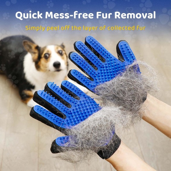 Opgraderingsversion Pet Grooming Handske - Skånsom affaldsbørstehandske