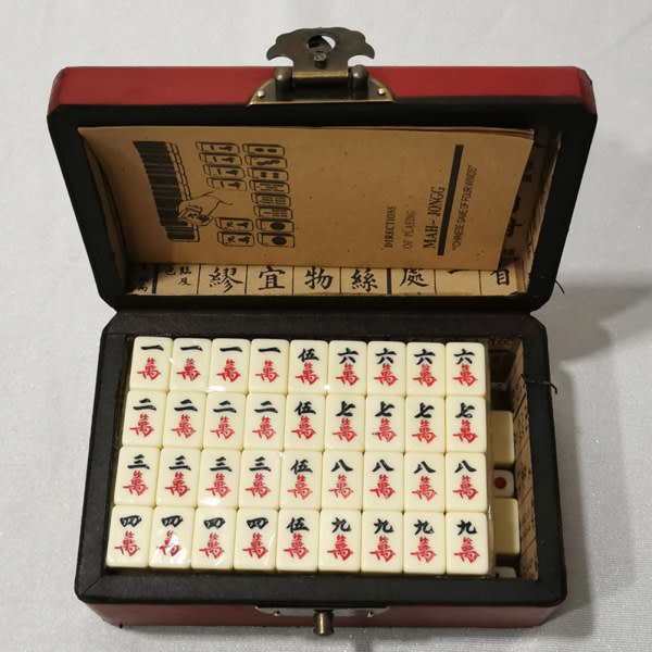 Mini Travel Fritid Mahjong Med Bærväska Mind Træning Pusselspil for familiesammenkomster Två farver