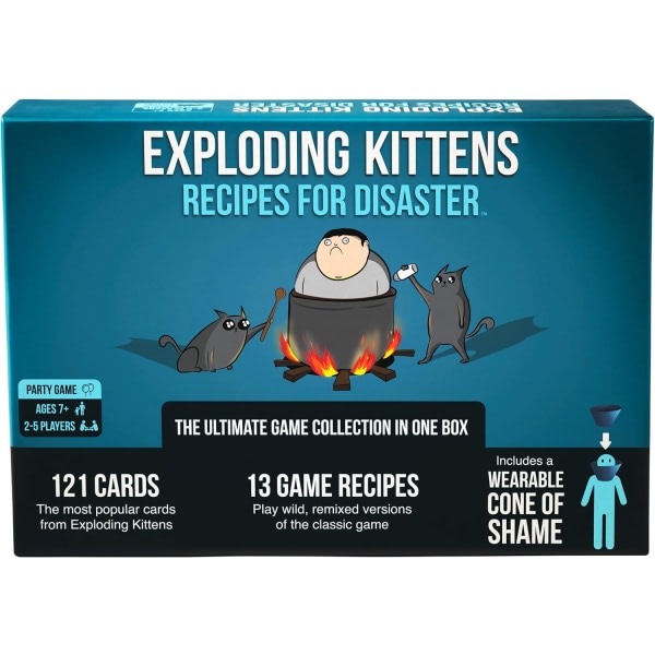 Opskrifter på Disaster Deluxe Set af Exploding Kittens - Kortspil for voksne teenagere og børn