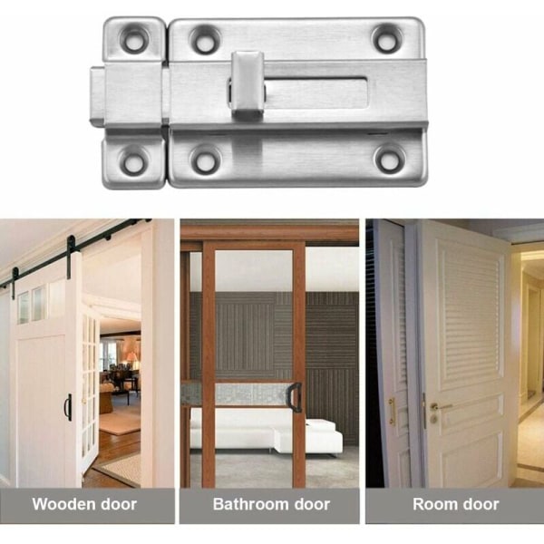 Sett med 2 dörrspärrar i rostfritt stål med skruvar for spoldörrar Sovrum Badrum Toalett Två tum